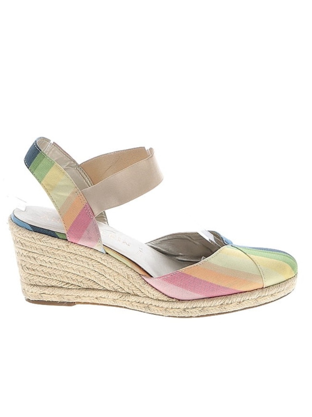Anne Klein Pastel Rainbow Espadrille Wedge Sandals - Multicolor
